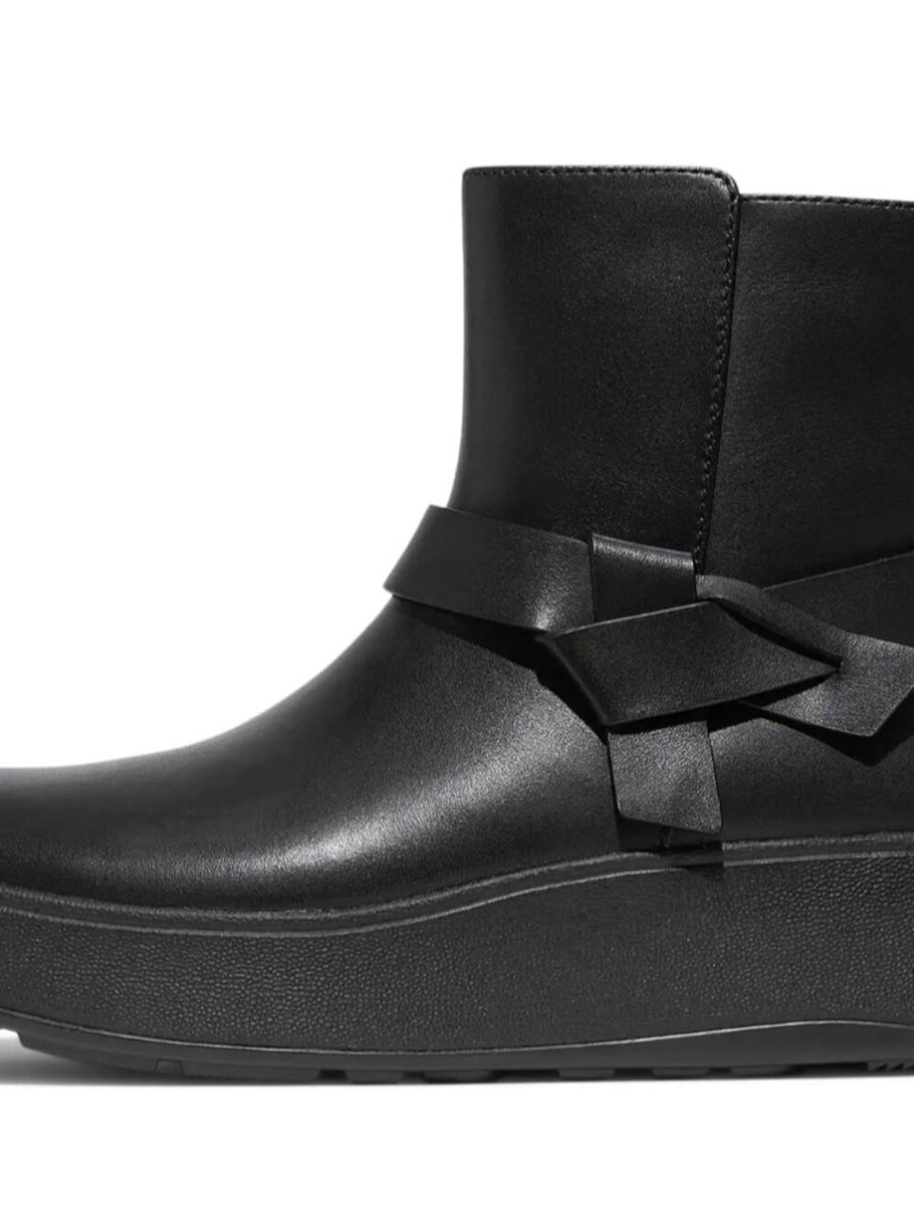FitFlop F-Mode Folded-Knot Leather Flatform Short Boots Women's Size 10 NEW
